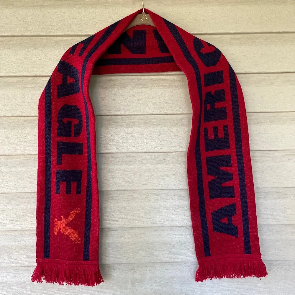 American Eagle Outfitters Red and Navy Blue Scarf